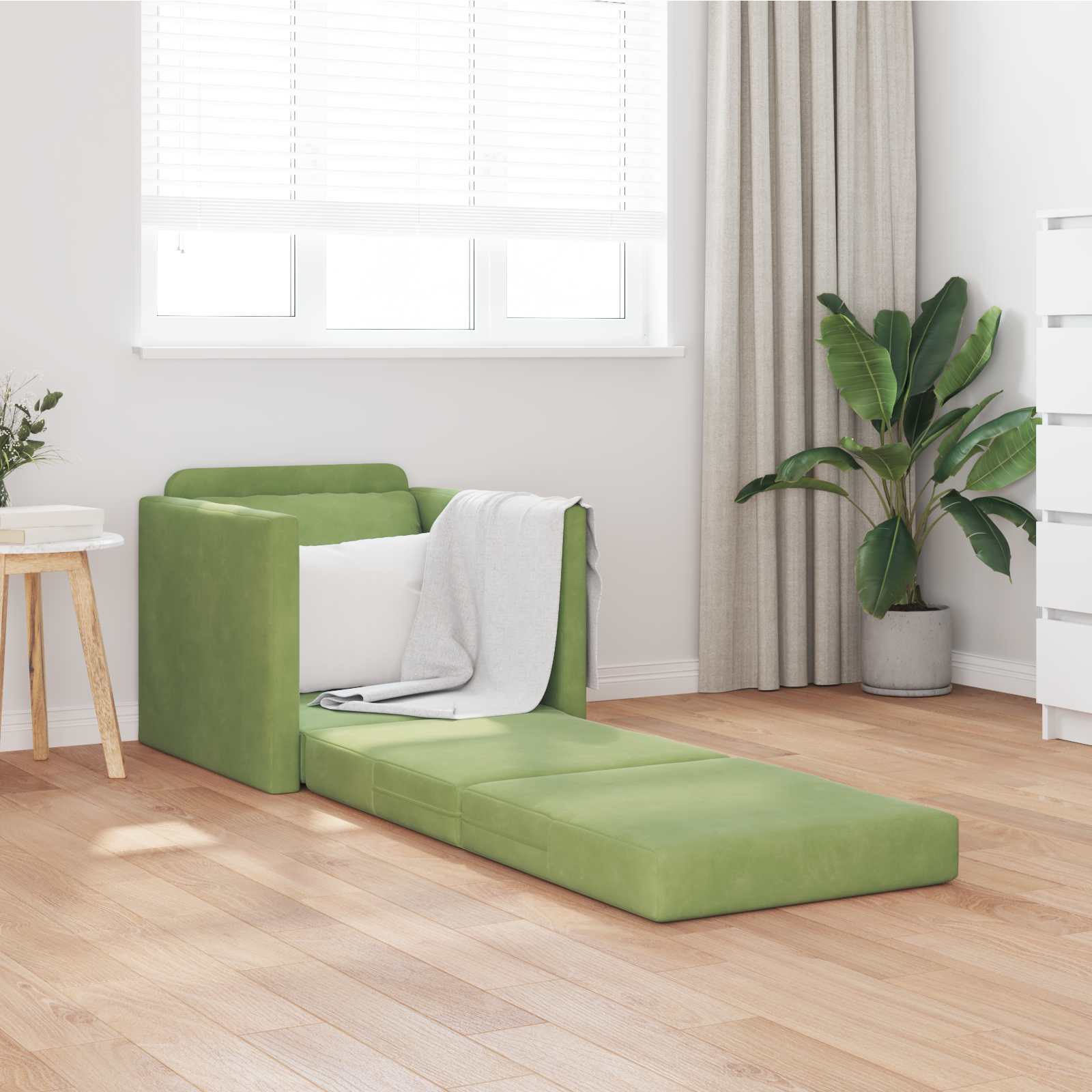 Krevet na razvlačenje Svijetlo zelena 74 x 77 x 81 cm Baršun