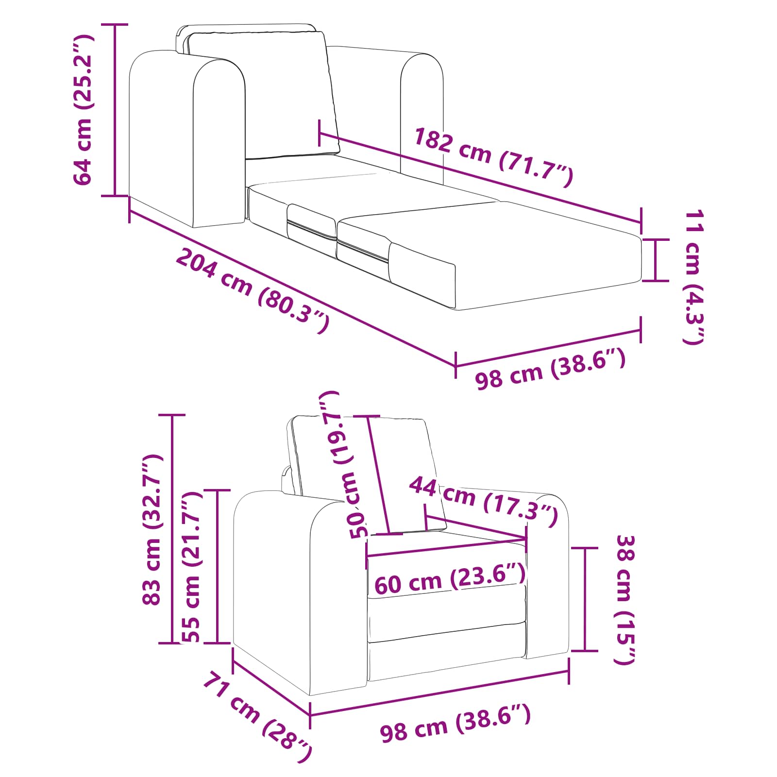 Krevet na razvlačenje Oblačnosiva 98 x 71 x 83 cm tkanina