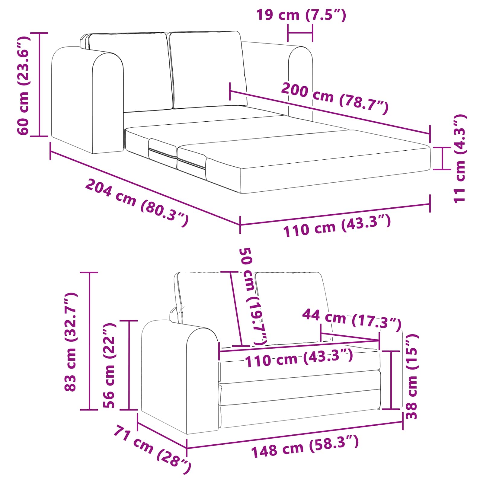 Krevet na razvlačenje 60cm Tamnozelena tkanina