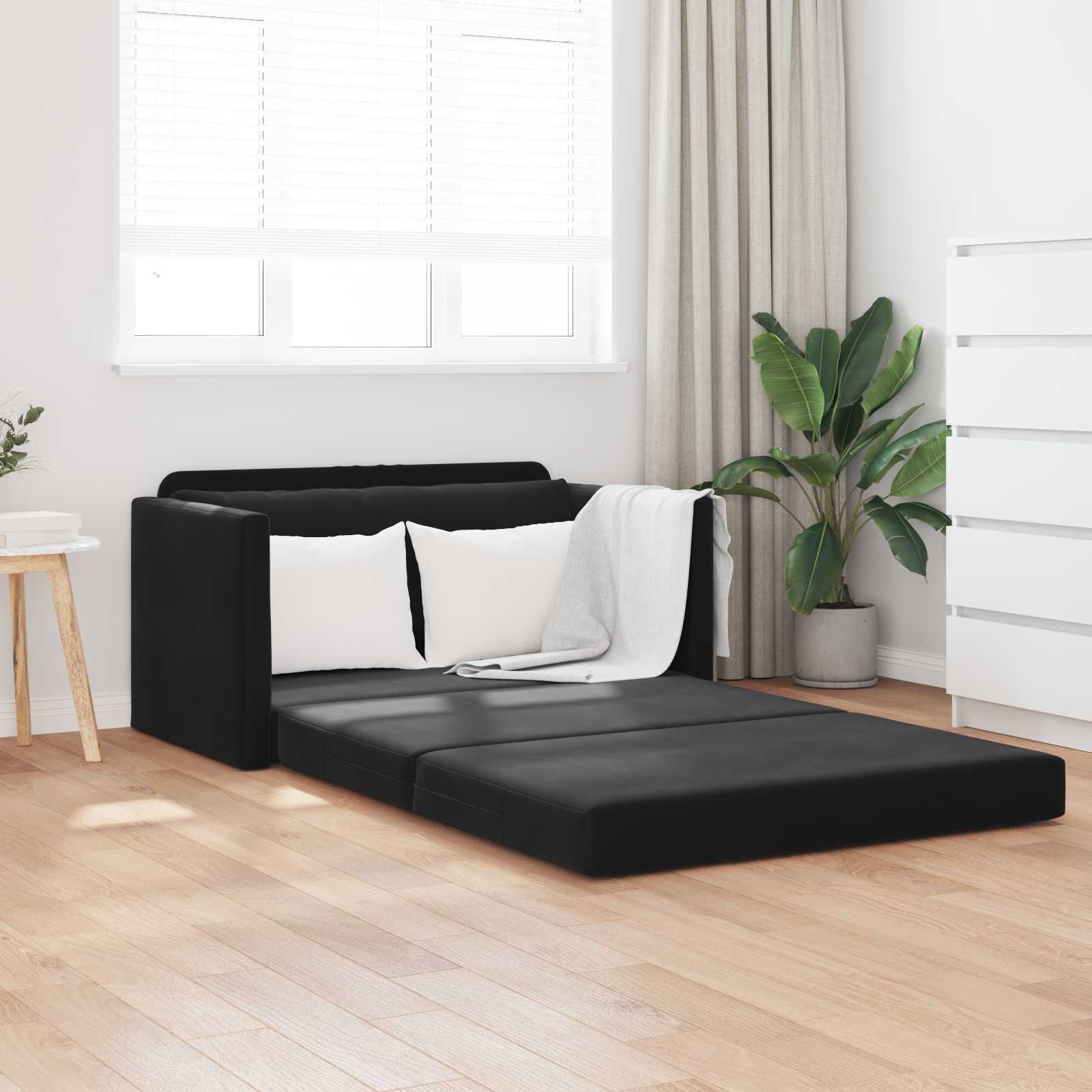 Krevet na razvlačenje Crna 124 x 71 x 78 cm Baršun