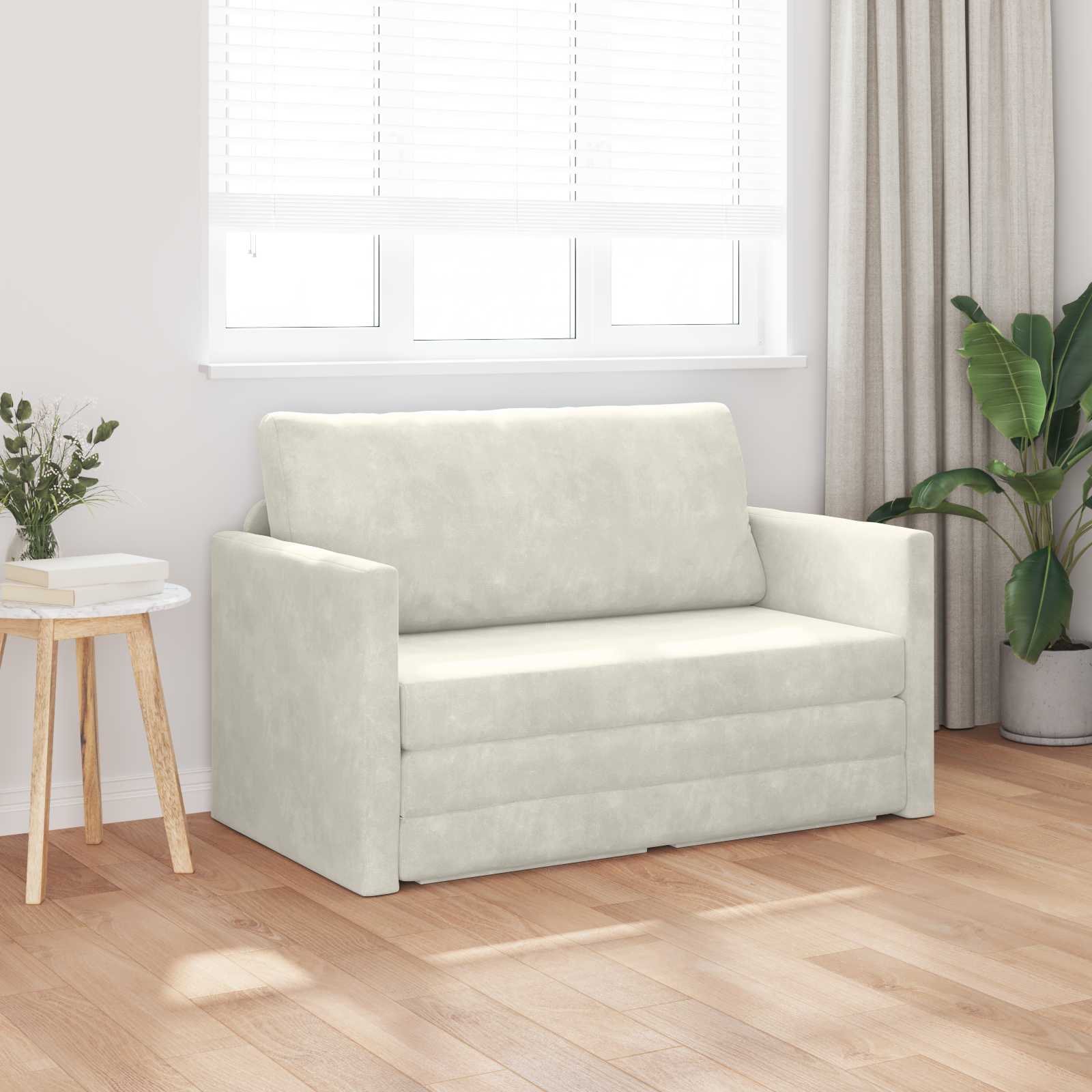 Krevet na razvlačenje Krema 124 x 71 x 78 cm Baršun