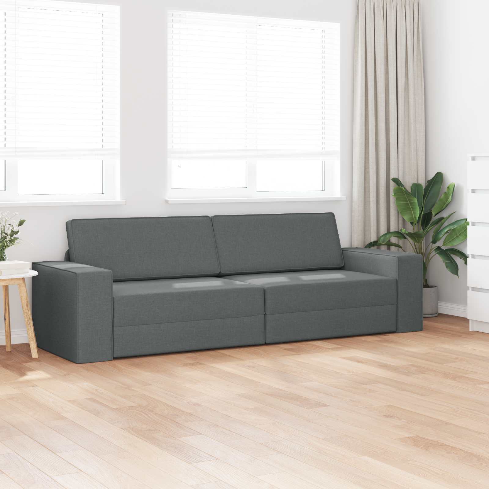 Krevet na razvlačenje Tamno siva 245 x 78 x 77 cm tkanina