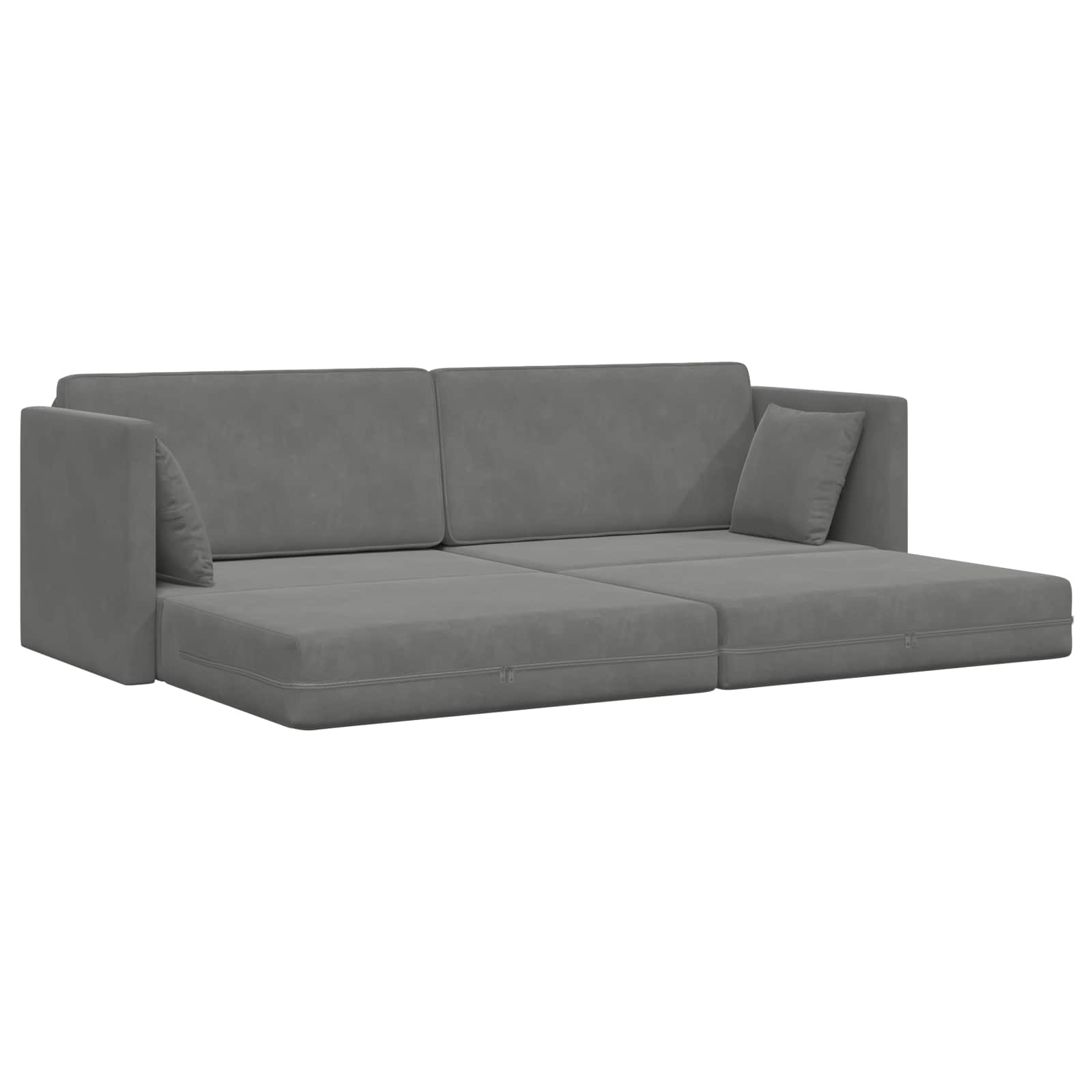Podni kauč na razvlačenje Tamno siva 213 x 70 x 77 cm Baršun