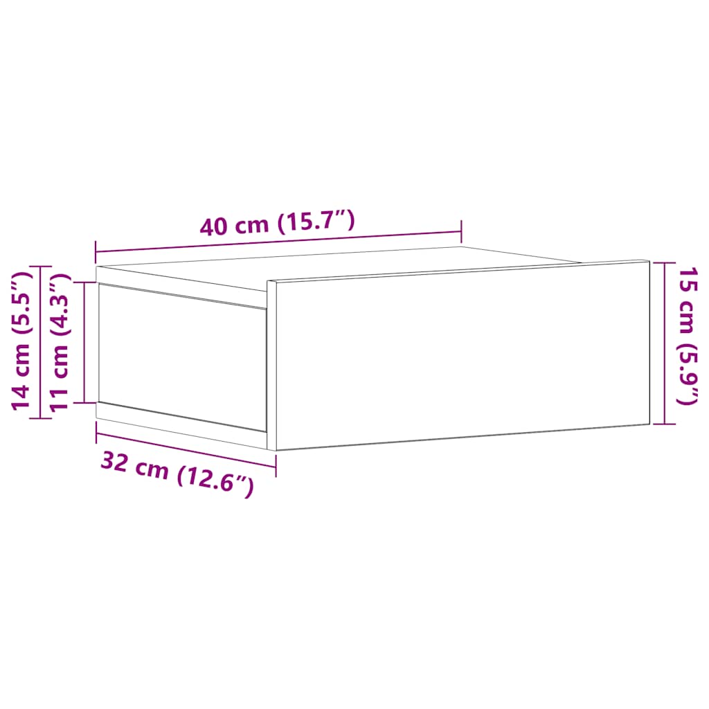 Plutajući noćni ormarići 2 kom staro drvo 40x32x15 cm