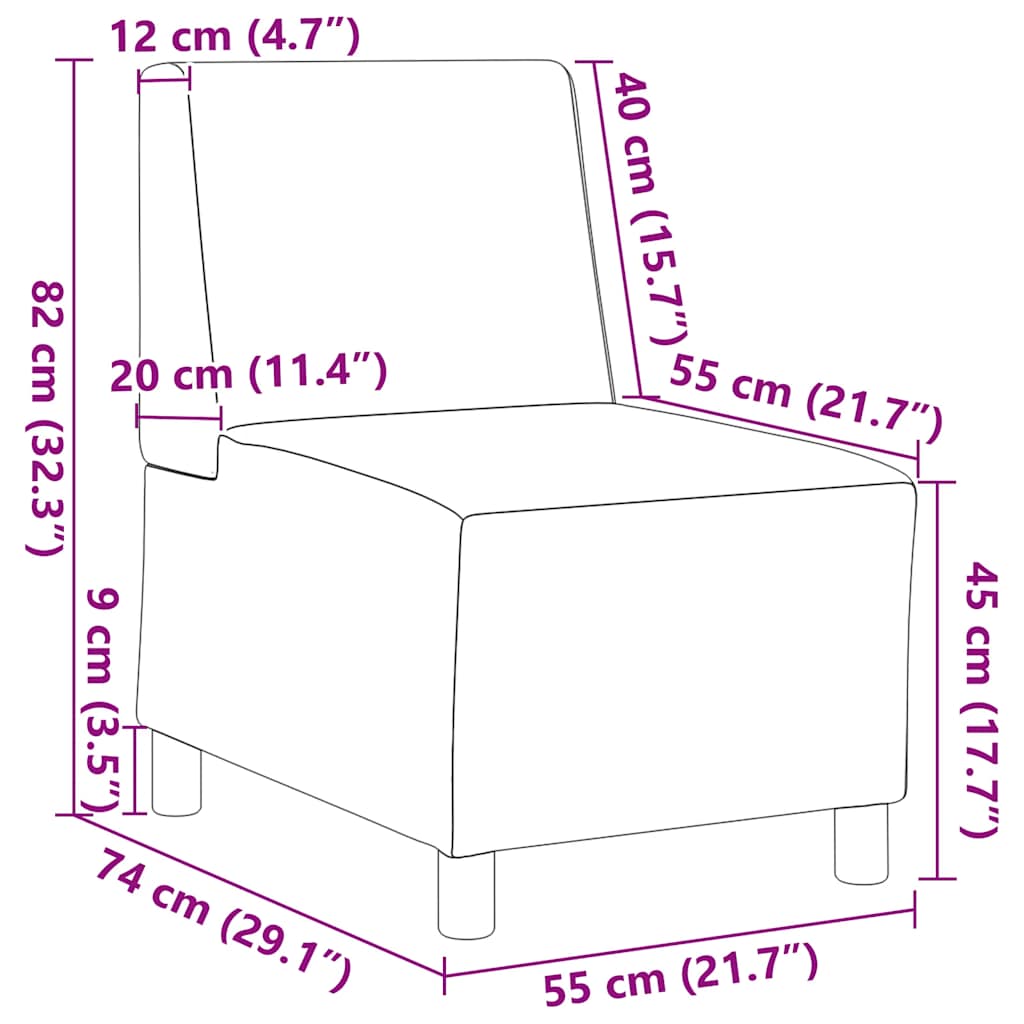 Modularna sofa bez naslona za ruke krem boje 55 cm, tkanina