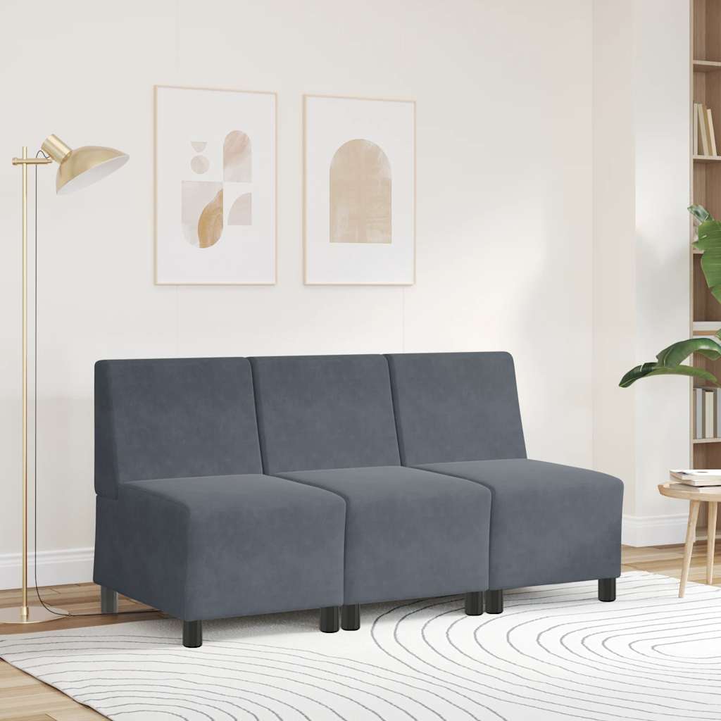 Modularna sofa bez naslona za ruke tamno siva 55 cm baršunasta