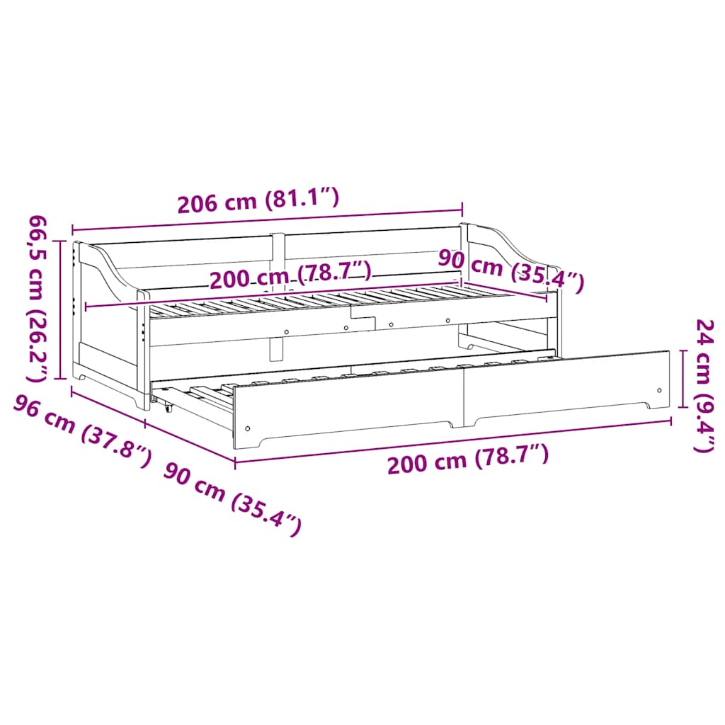 Krevet na rasklapanje bez madraca IRUN bijeli 90x200 cm