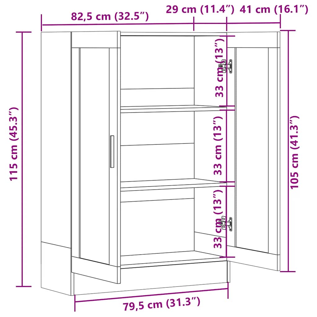 Ormar za knjige crni hrast 82,5x30,5x115 cm konstruirano drvo