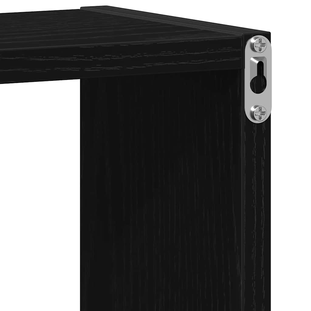 Zidne kockaste police 2 kom crni hrast 30x15x30 cm inženjersko drvo