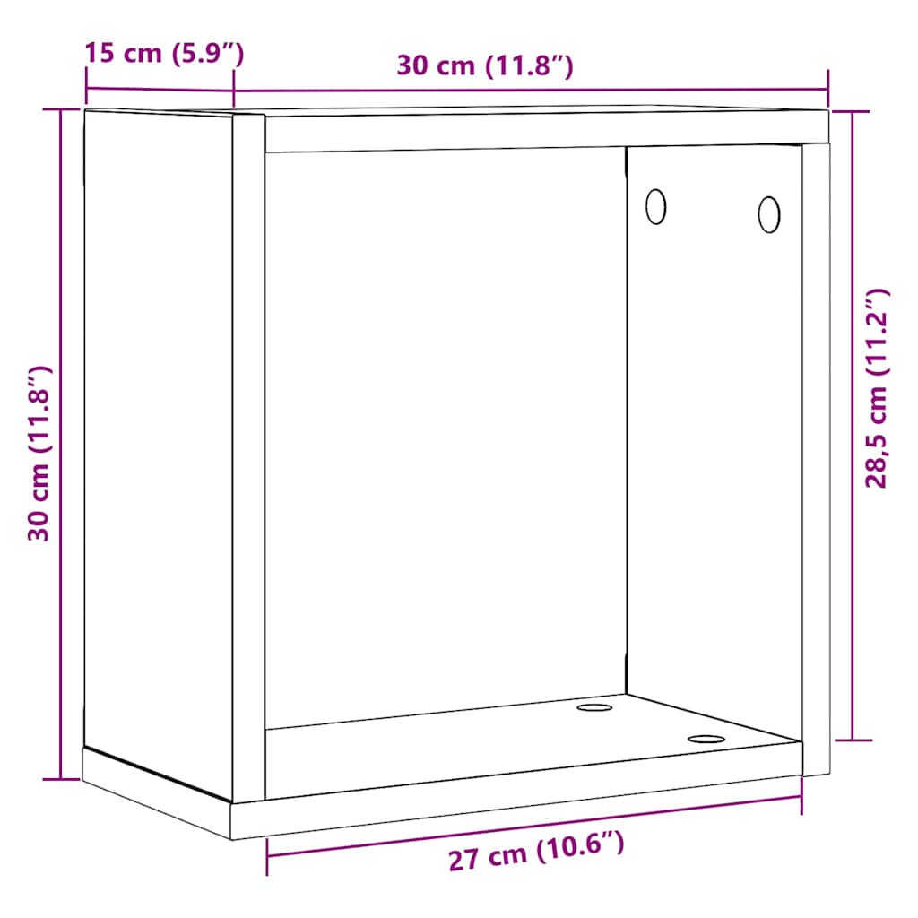 Zidne kockaste police 4 kom crni hrast 30x15x30 cm inženjersko drvo