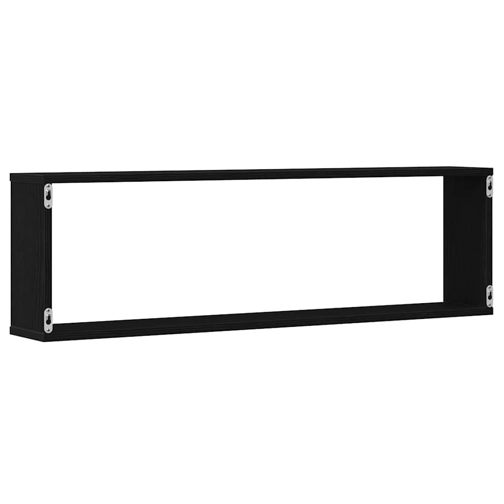 Zidne kockaste police 4 kom crni hrast 100x15x30 cm