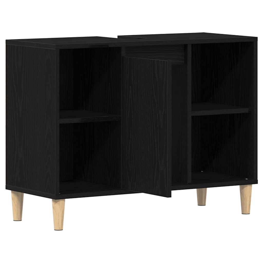 Ormarić za umivaonik crni hrast 80x33x60 cm inženjerski drvo