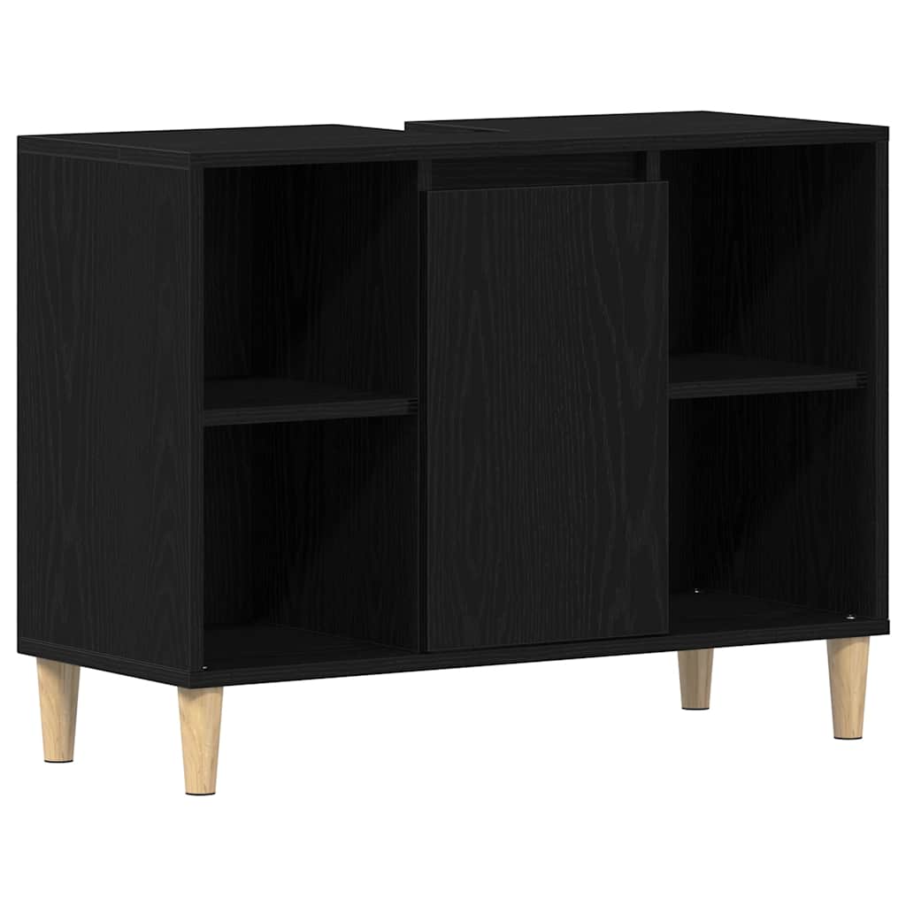 Ormarić za umivaonik crni hrast 80x33x60 cm inženjerski drvo