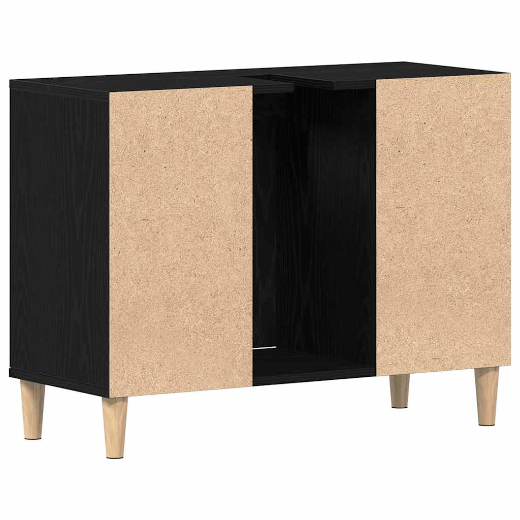 Ormarić za umivaonik crni hrast 80x33x60 cm inženjerski drvo
