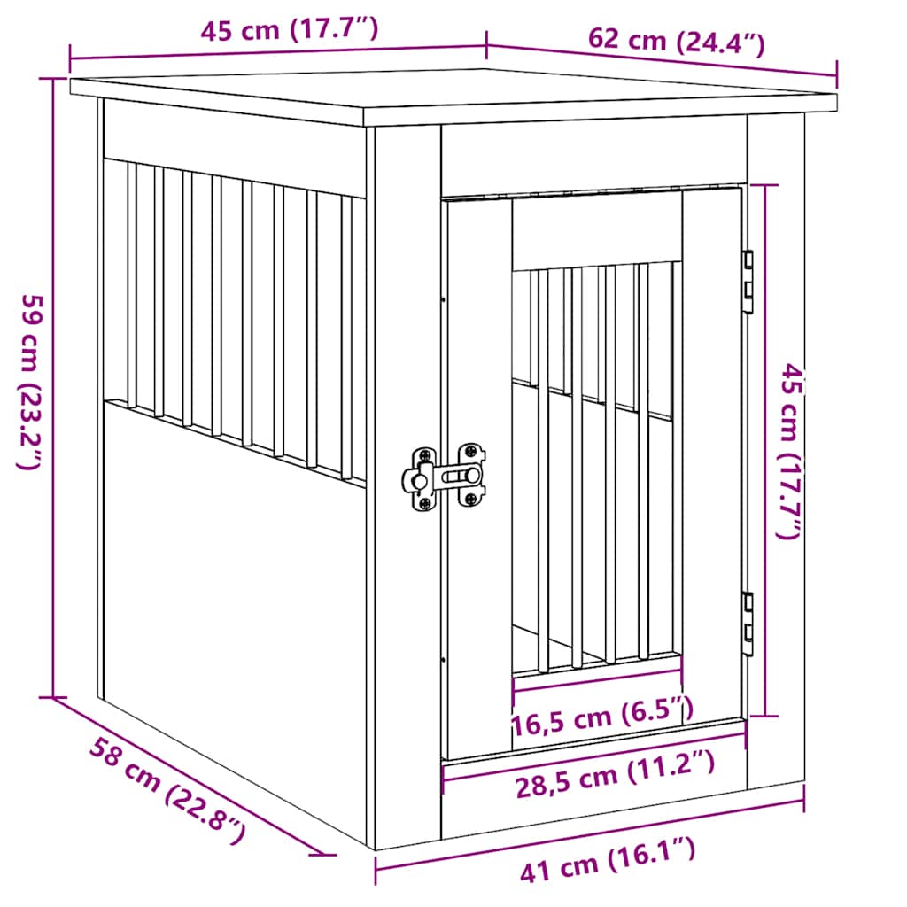 Namještaj za pseću kabinu crni hrast 45x62x59 cm inženjerski drvo