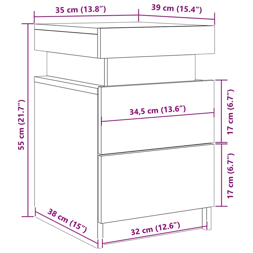 Noćni ormar Crni hrast 35 x 39 x 55 cm Konstruirano drvo