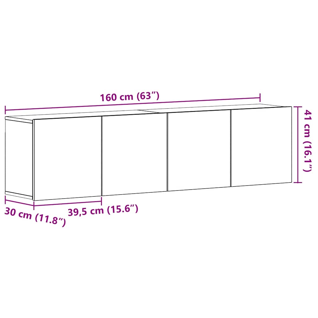 TV ormarići 2 kom. crni hrast 160x30x41 cm inženjerski drvo