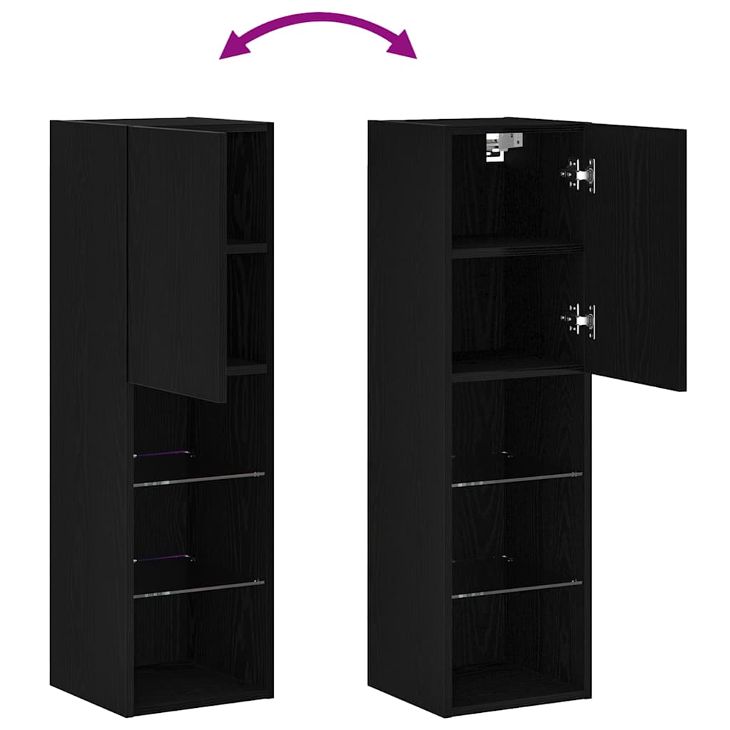 Set TV komoda Zidne 2 pcs Crni hrast 30,5 x 30 x 102 cm