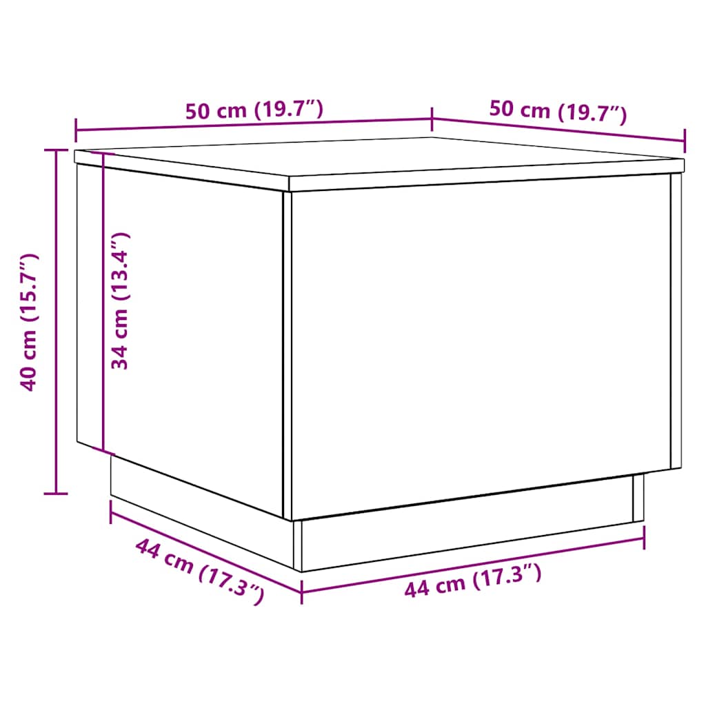 Klub stolić s LED svjetlima crni hrast 50x50x40 cm