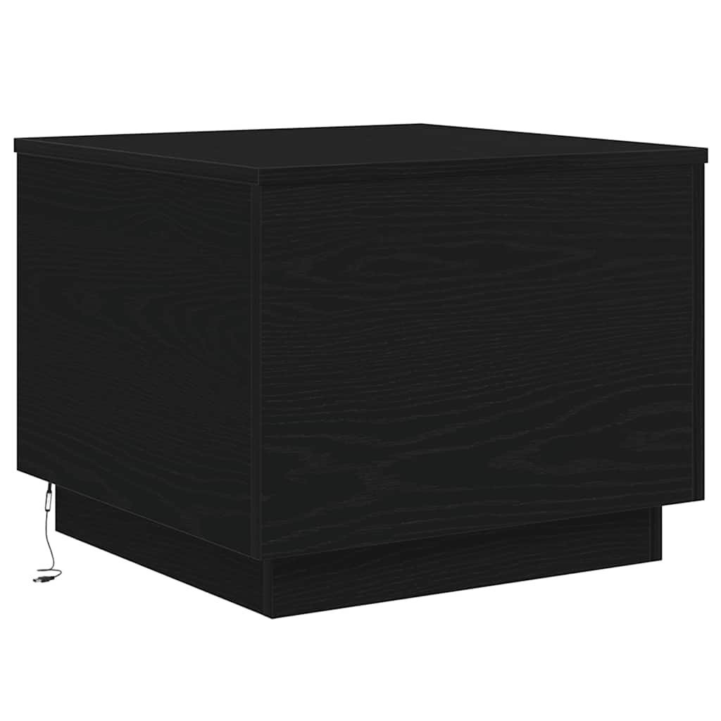 Klub stolić s LED svjetlima crni hrast 50x50x40 cm