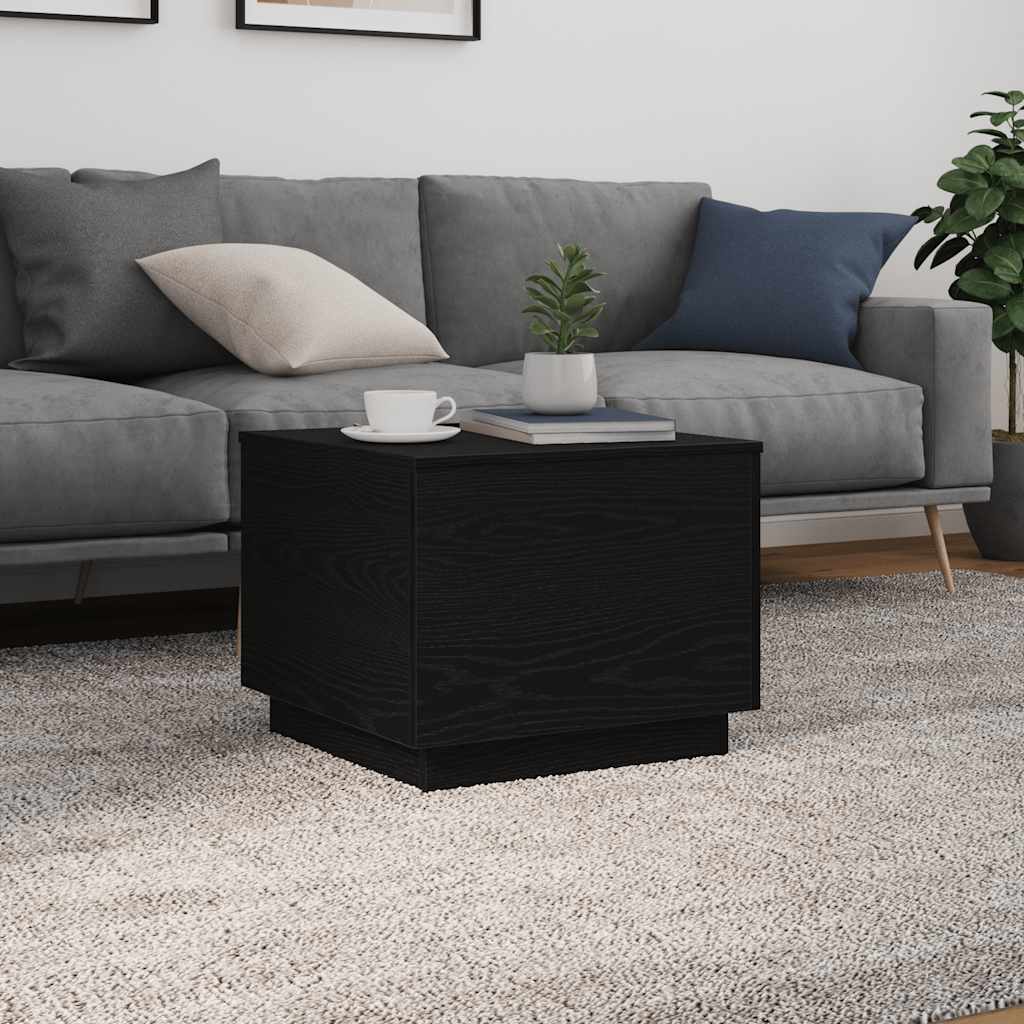 Klub stolić s LED svjetlima crni hrast 50x50x40 cm