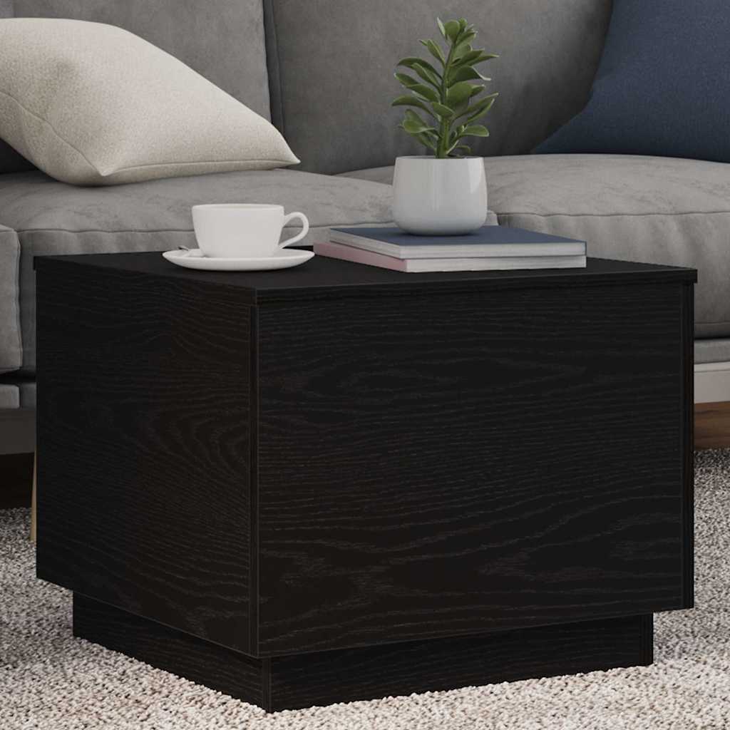 Klub stolić s LED svjetlima crni hrast 50x50x40 cm