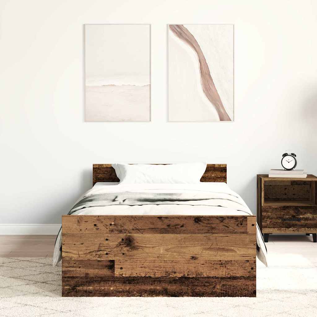 Okvir kreveta bez madraca staro drvo 75x190 cm