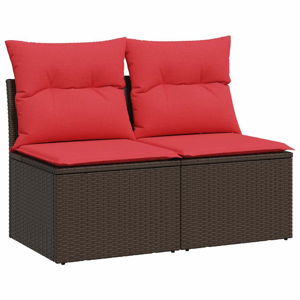 2-dijelni set vrtnih sofa poliratan i bagrem s jastucima smeđi