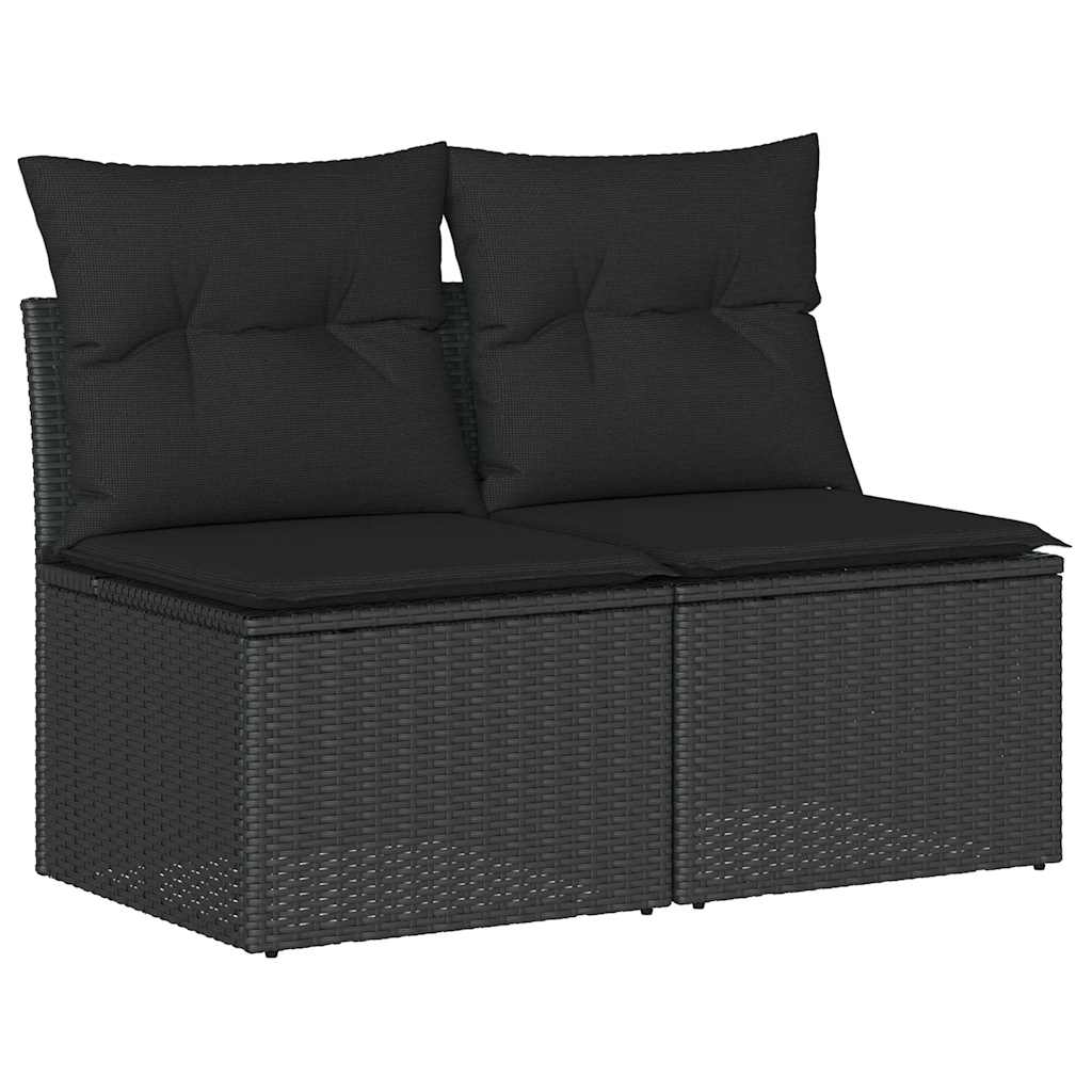 2-dijelni set vrtnih sofa s jastucima crni od poliratana bagrem