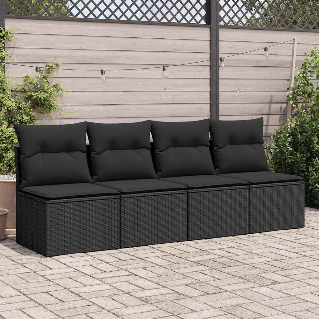 2-dijelni set vrtnih sofa s jastucima crni od poliratana bagrem