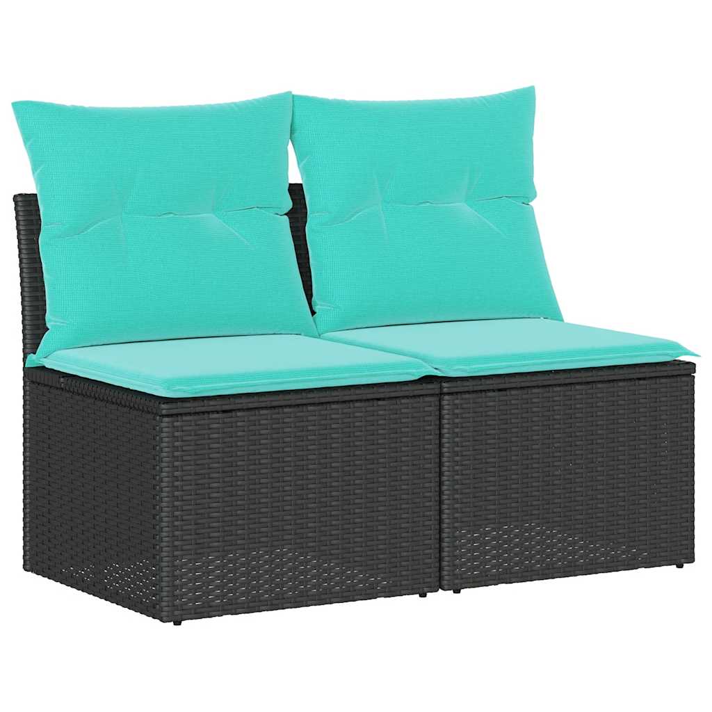 2-dijelni set vrtnih sofa s jastucima crni od poliratana bagrem