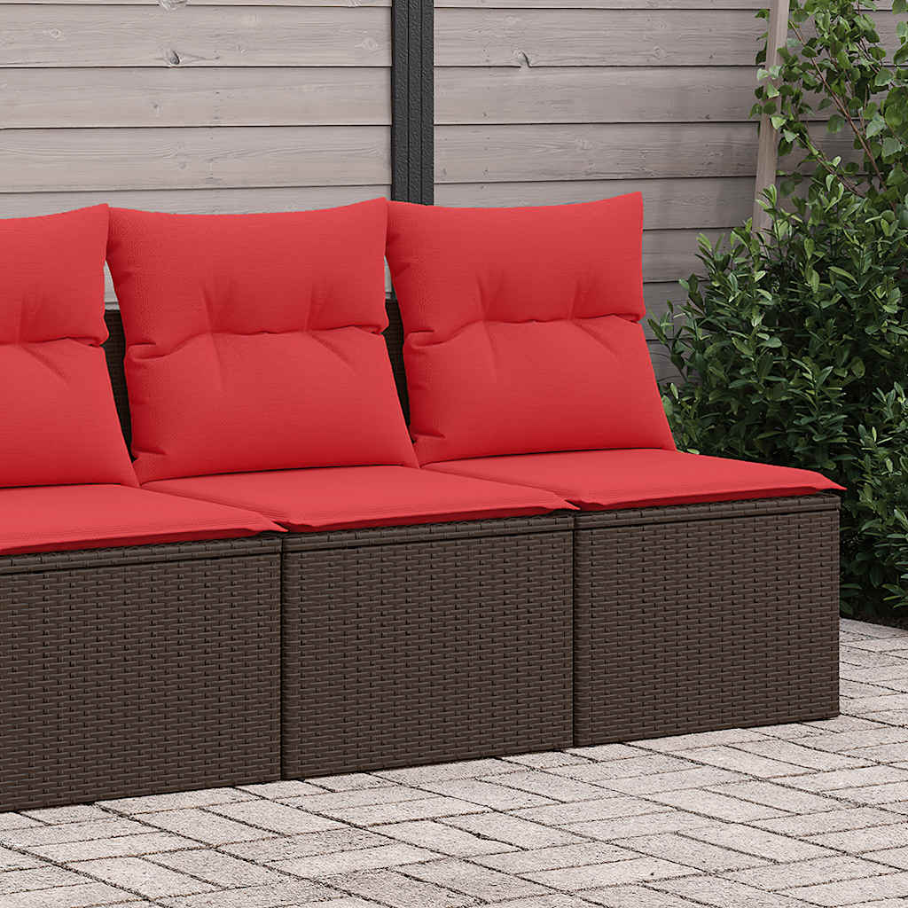 2-dijelni set vrtnih sofa poliratan i bagrem s jastucima smeđi