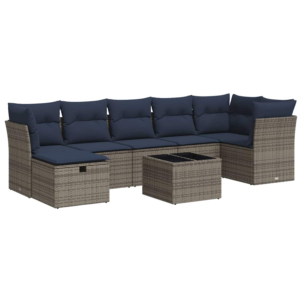 8-dijelni set vrtnih sofa od poliratana s jastucima sivi