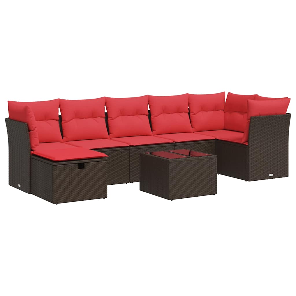 8-dijelni set vrtnih sofa s jastucima smeđi od poliratana
