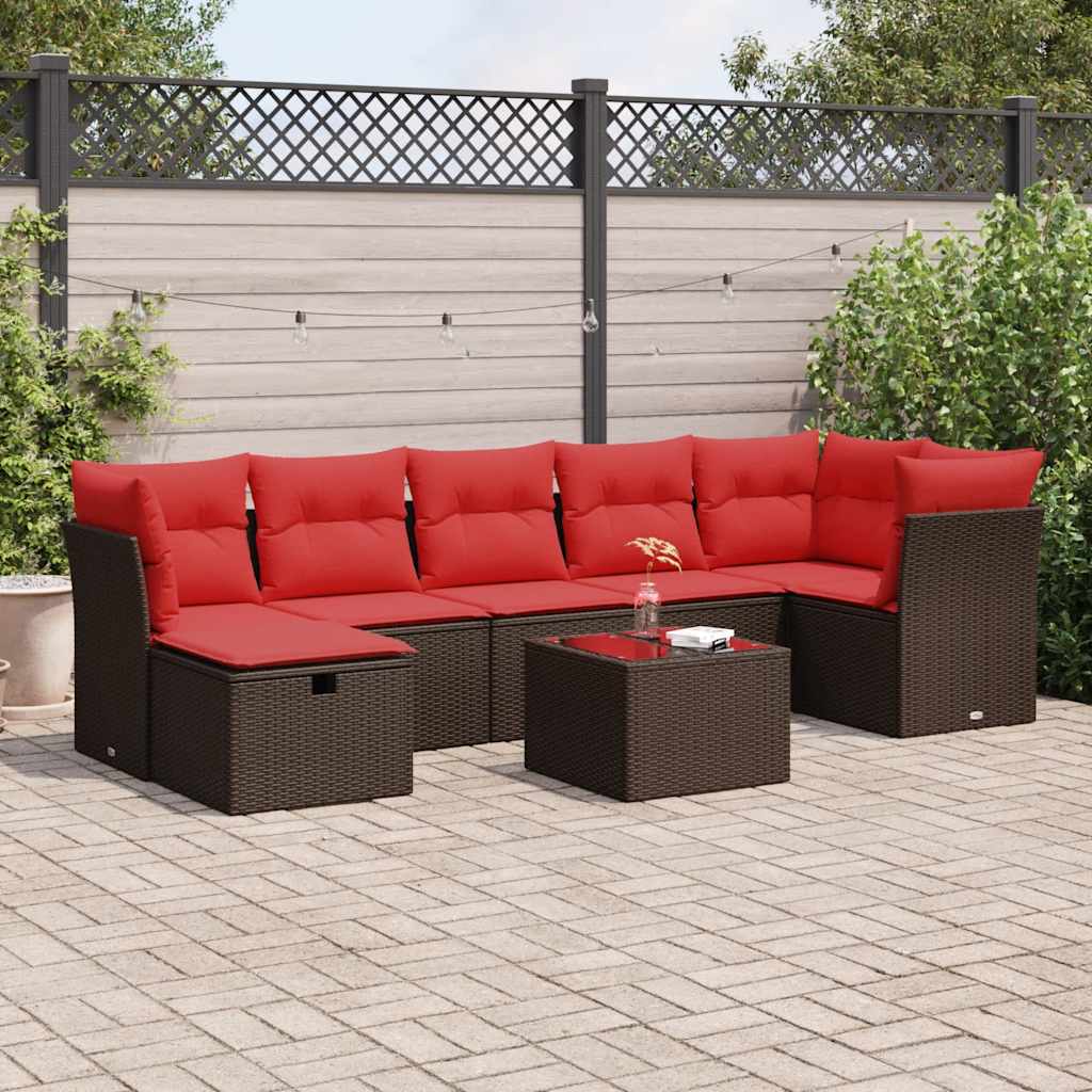 8-dijelni set vrtnih sofa s jastucima smeđi od poliratana