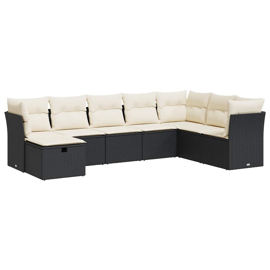 8-dijelni set vrtnih sofa od poliratana s jastucima crni