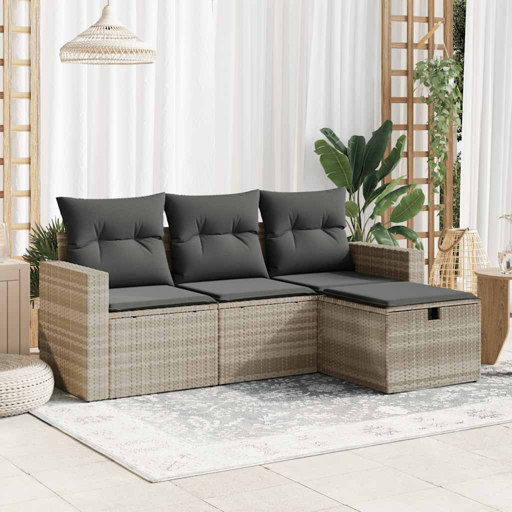 4-dijelni set vrtnih sofa s jastucima svijetlosivi poliratan