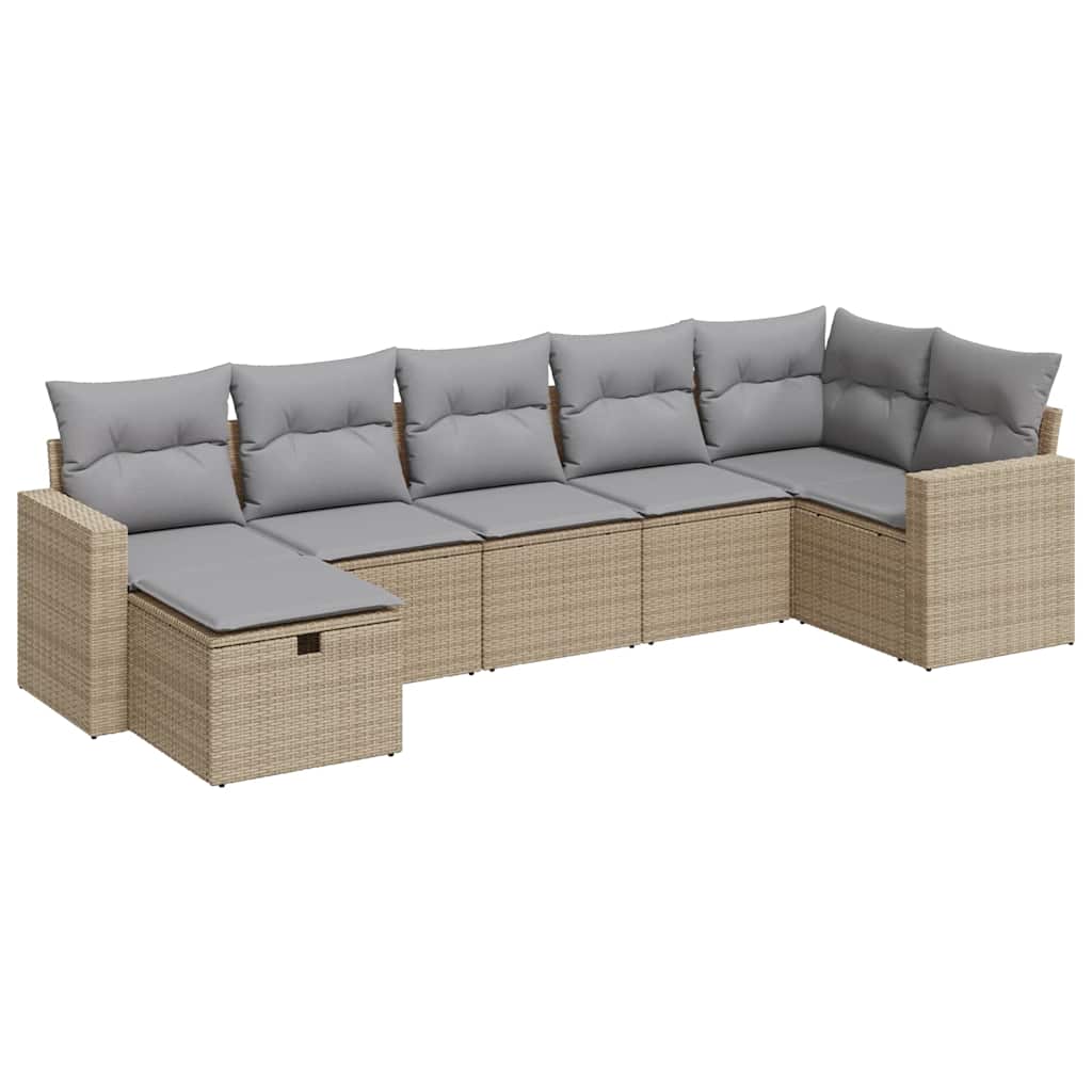 7-dijelni set vrtnih sofa od poliratana s jastucima bež
