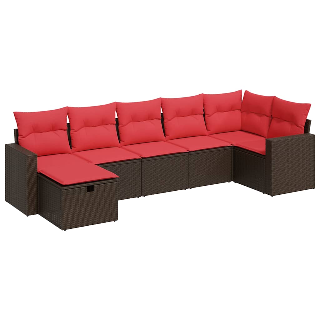 7-dijelni set vrtnih sofa od poliratana s jastucima smeđi