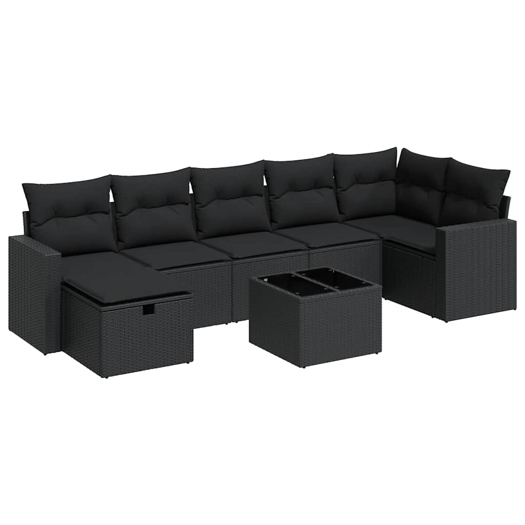 8-dijelni set vrtnih sofa od poliratana s jastucima crni