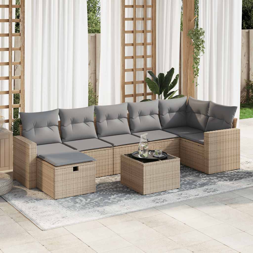 8-dijelni set vrtnih sofa od poliratana s jastucima sivi