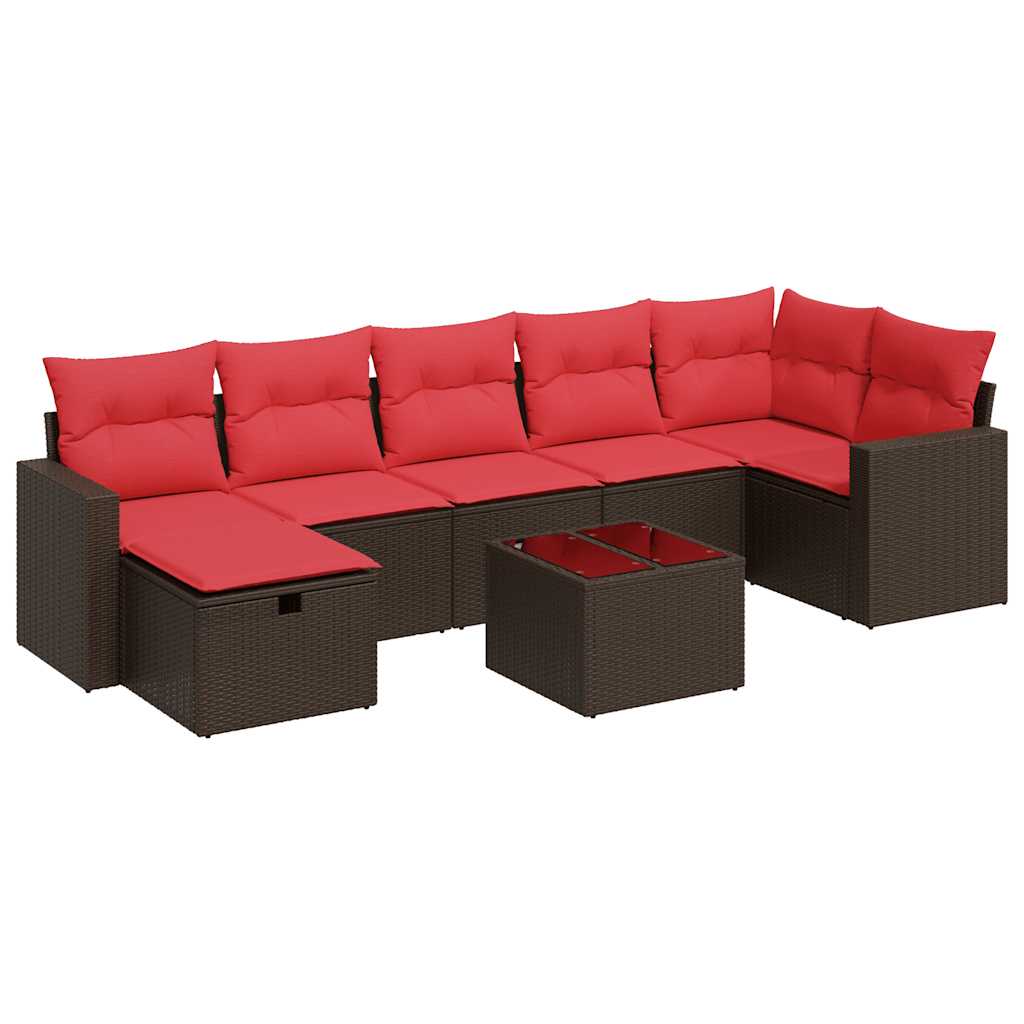 8-dijelni set vrtnih sofa s jastucima smeđi od poliratana