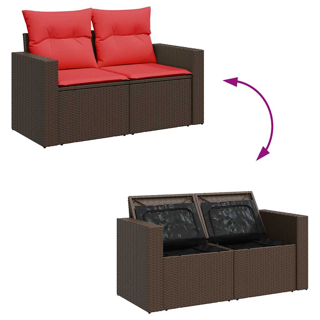 8-dijelni set vrtnih sofa s jastucima smeđi od poliratana