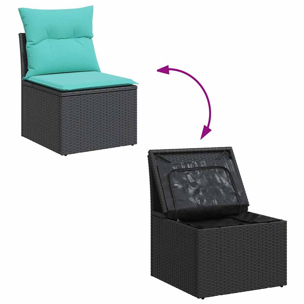 4-dijelni set vrtnih sofa od poliratana s jastucima crni