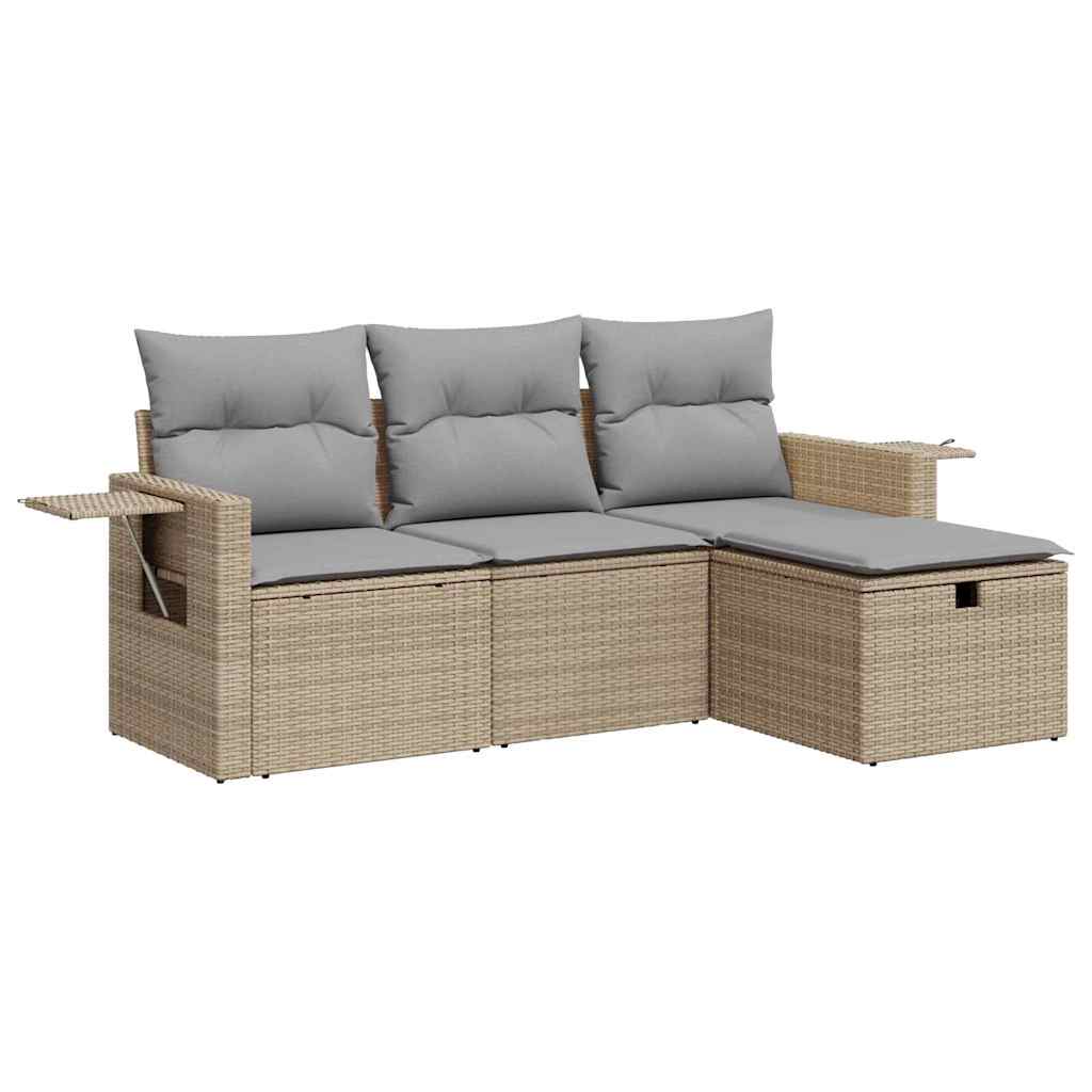 4-dijelni set vrtnih sofa s jastucima bež od poliratana