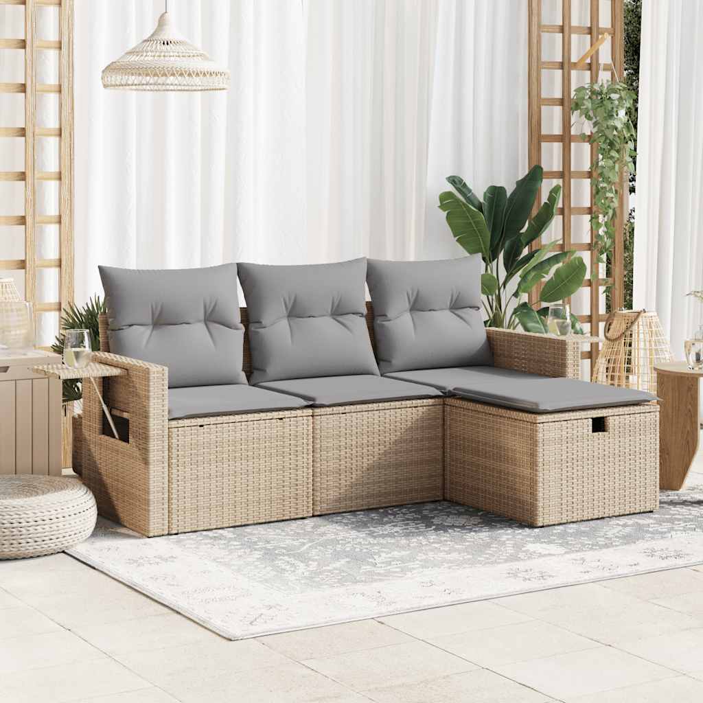 4-dijelni set vrtnih sofa s jastucima bež od poliratana