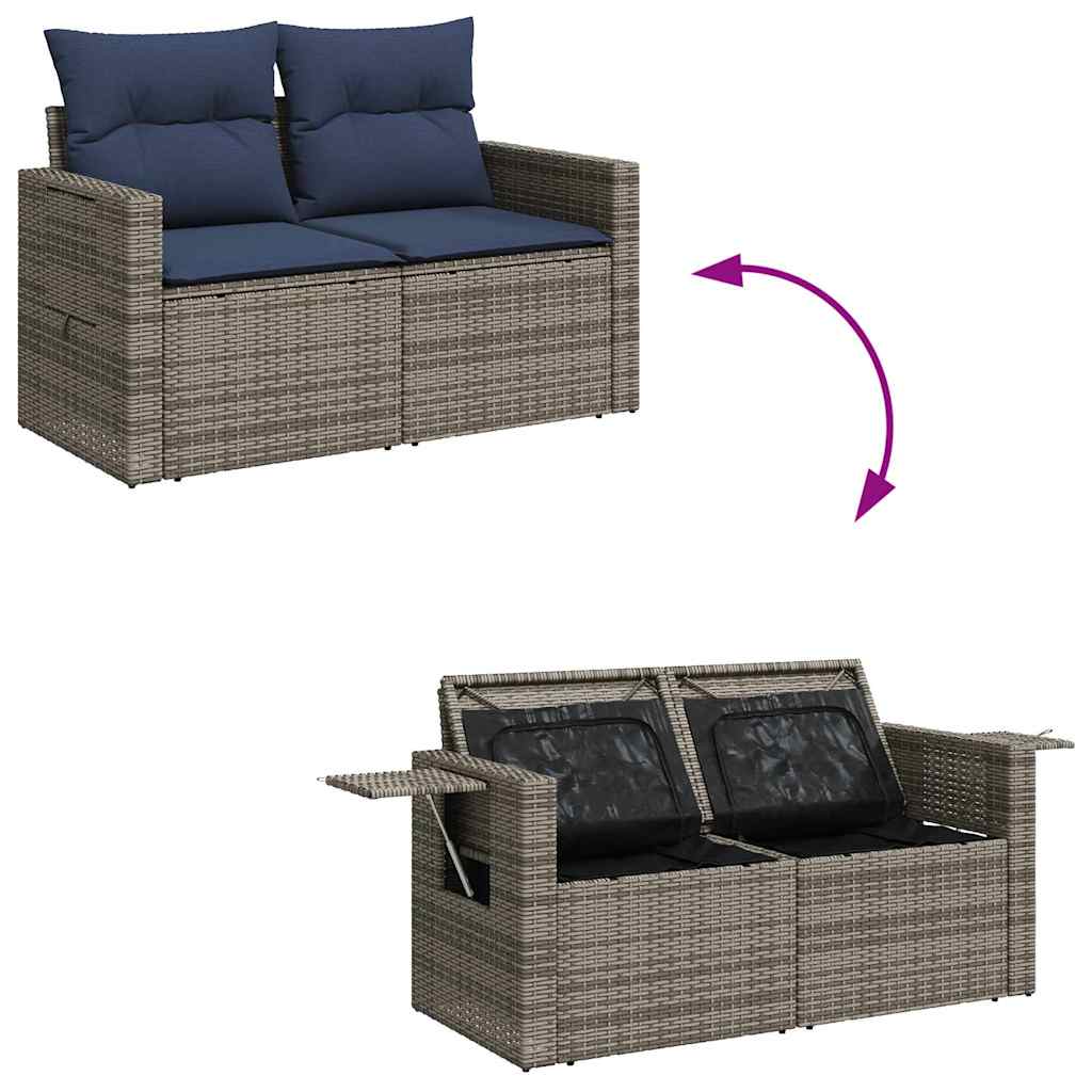 6-dijelni set vrtnih sofa od poliratana s jastucima sivi