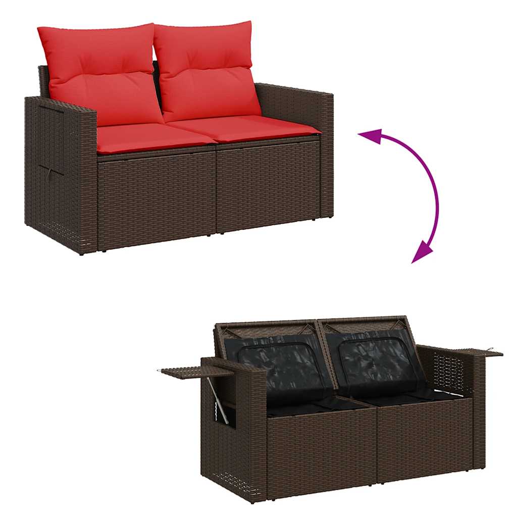 6-dijelni set vrtnih sofa od poliratana s jastucima smeđi