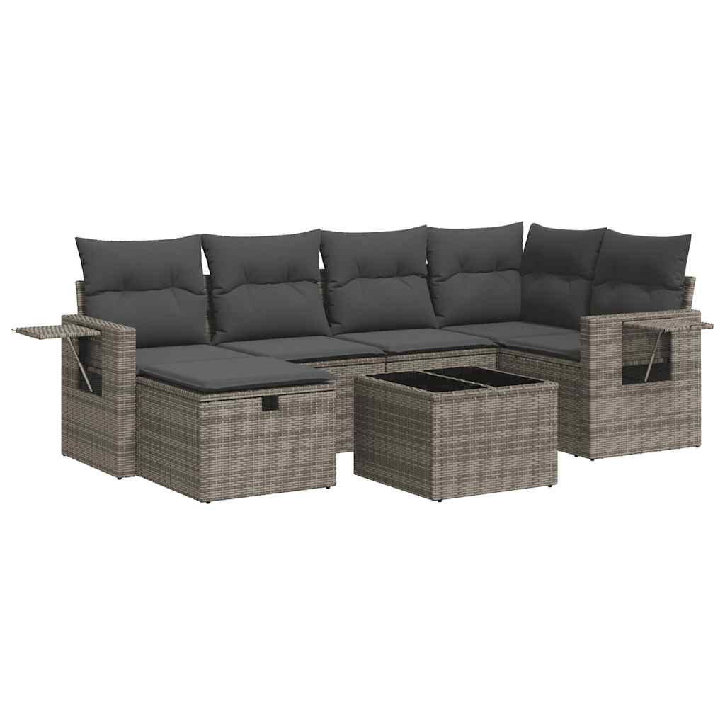 7-dijelni set vrtnih sofa sivi od poliratana
