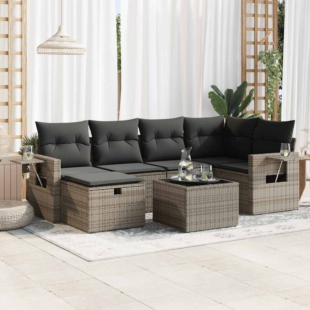7-dijelni set vrtnih sofa sivi od poliratana